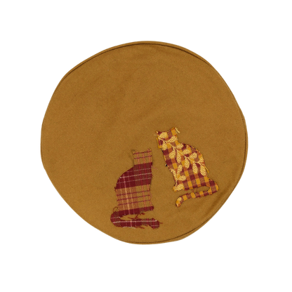 BÉRET PATCHWORK CHAT MOUTARDE